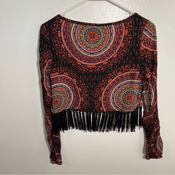 Gypsy Warrior Crop Top Fringe Mandala Print S - Picture 8 of 11
